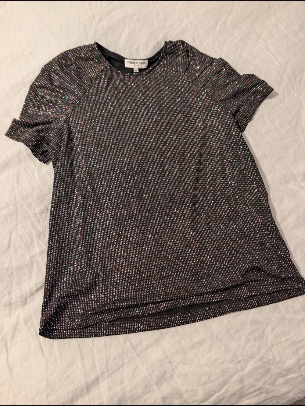 Opening Ceremony Iridescent Black Short Sleeve Tee Top NWT XS